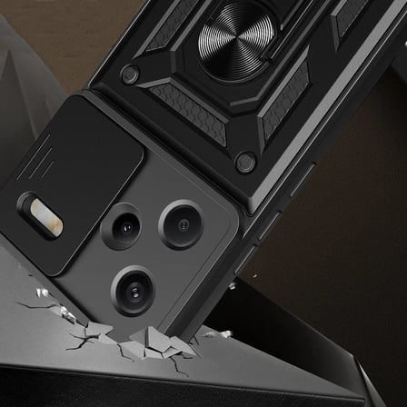 Xiaomi Redmi Note 13 Pro Plus 5G Uyumlu Kılıf Magnetik Standlı Kamera Korumalı Zore Sürgülü Vega Kapak