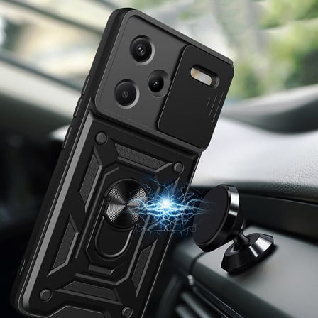 Xiaomi Redmi Note 13 Pro Plus 5G Uyumlu Kılıf Magnetik Standlı Kamera Korumalı Zore Sürgülü Vega Kapak