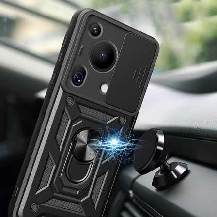 Huawei Pura 70 Ultra Uyumlu Kılıf Magnetik Standlı Kamera Korumalı Zore Sürgülü Vega Kapak