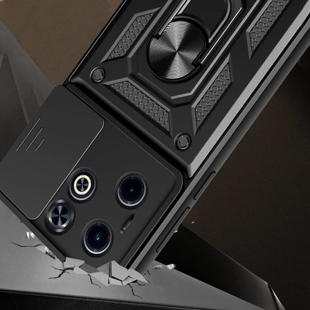 Infinix Hot 40i Uyumlu Kılıf Magnetik Standlı Kamera Korumalı Zore Sürgülü Vega Kapak