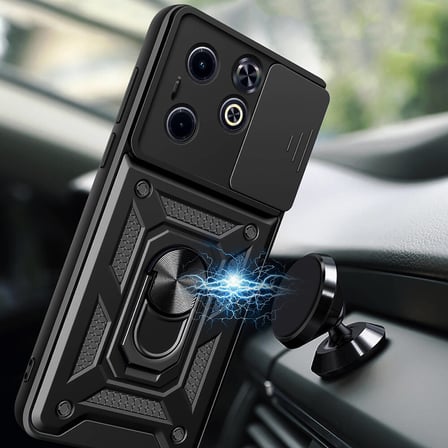 Infinix Hot 40i Uyumlu Kılıf Magnetik Standlı Kamera Korumalı Zore Sürgülü Vega Kapak