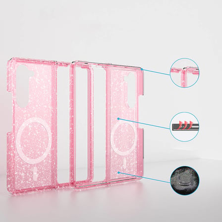Samsung Galaxy Z Fold 6 Uyumlu Kılıf M-safe Şarj Özellikli Parlayan Simli Saydam Renkli Zore Allstar Kapak