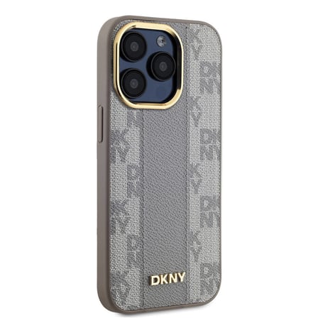 Apple iPhone 15 Pro Uyumlu Kılıf DKNY Orjinal Lisanslı M-safe Şarj Özellikli 3D Yazılı Checkered Pattern Kapak