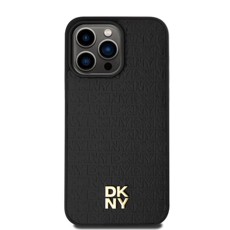 Apple iPhone 15 Pro Max Uyumlu Kılıf DKNY Orjinal Lisanslı M-safe Şarj Özellikli 3D Yazılı Repeat Pattern Kapak