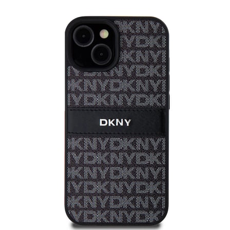 Apple iPhone 15 Uyumlu Kılıf DKNY Orjinal Lisanslı 3D Yazılı Repeat Texture Pattern Kapak
