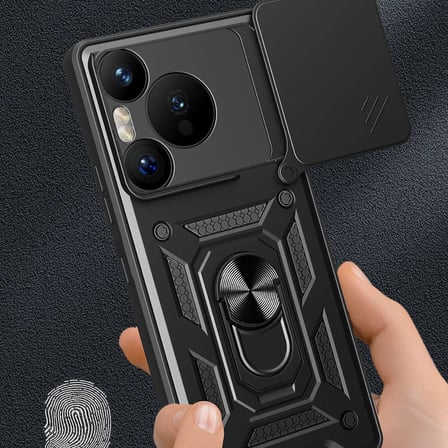 Huawei Pura 70 Pro 5G Uyumlu Kılıf Magnetik Standlı Kamera Korumalı Zore Sürgülü Vega Kapak