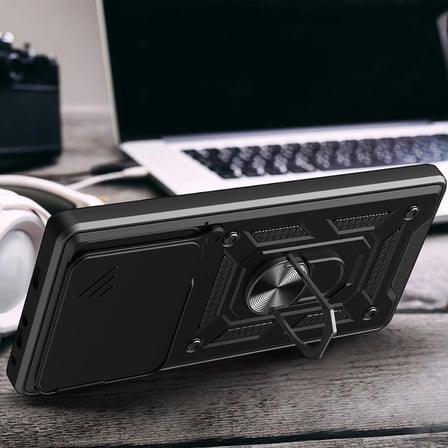 Huawei Pura 70 Pro 5G Uyumlu Kılıf Magnetik Standlı Kamera Korumalı Zore Sürgülü Vega Kapak