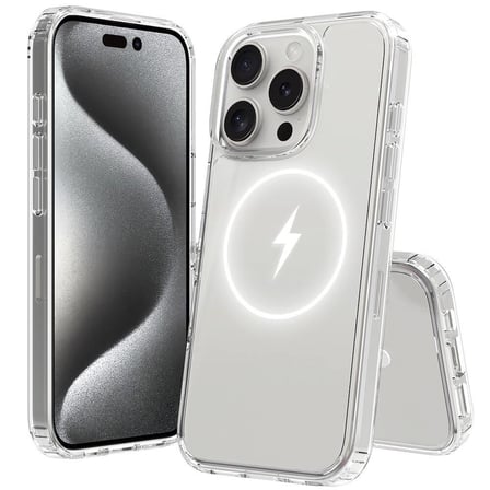 Apple iPhone 16 Pro Max Uyumlu Kılıf M-safe Şarj Özellikli Şeffaf Sert PC Zore Embos Kapak