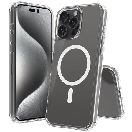 Apple iPhone 16 Pro Max Uyumlu Kılıf M-safe Şarj Özellikli Şeffaf Sert PC Zore Embos Kapak