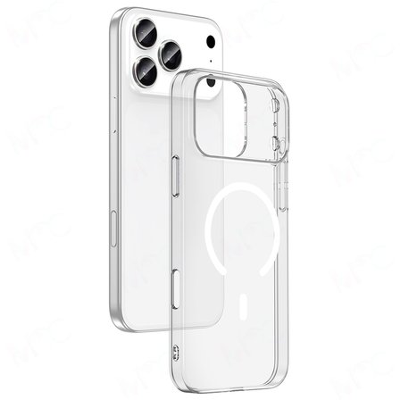 Apple iPhone 17 Pro Uyumlu Kılıf IC Çipli M-Safe Şarj Özellikli Şeffaf Kamera Çerçeveli Zore Toledo Kapak