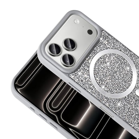 Apple iPhone 17 Pro Max Uyumlu Kılıf Pırlanta Tasarımlı M-safe Şarj Özellikli Zore Mozaik Silikon Kapak