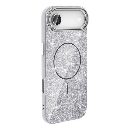 Apple iPhone 17 Air Uyumlu Kılıf M-safe Şarj Özellikli Parlayan Simli Zore Okso Kapak