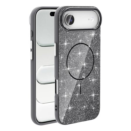 Apple iPhone 17 Air Uyumlu Kılıf M-safe Şarj Özellikli Parlayan Simli Zore Okso Kapak
