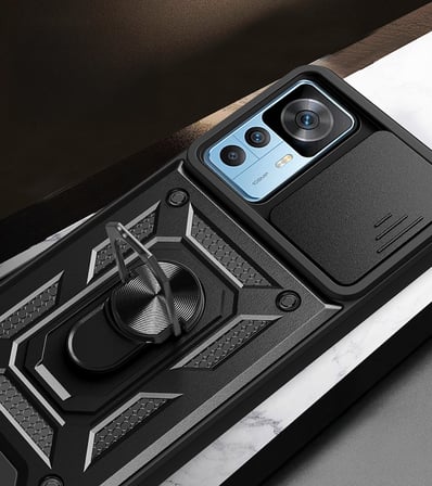 Xiaomi Mi 12T Pro Uyumlu Kılıf Magnetik Standlı Kamera Korumalı Zore Sürgülü Vega Kapak