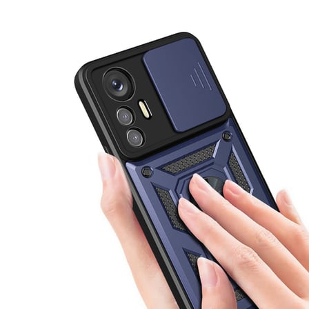Xiaomi Mi 12 Lite Uyumlu Kılıf Magnetik Standlı Kamera Korumalı Zore Sürgülü Vega Kapak