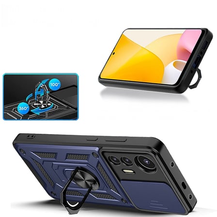Xiaomi Mi 12 Lite Uyumlu Kılıf Magnetik Standlı Kamera Korumalı Zore Sürgülü Vega Kapak