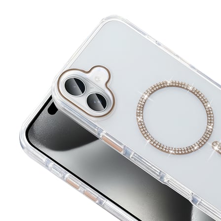Apple iPhone 16 Uyumlu Kılıf Taşlı Tasarım M-safe Şarj Özellikli Zore Koment Silikon Kapak