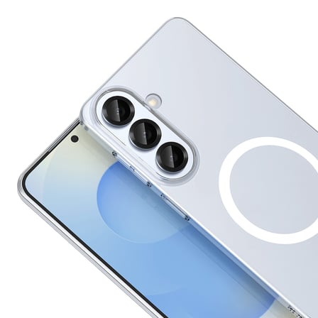 Samsung Galaxy S24 FE Uyumlu Kamera Korumalı M-Safe Şarj Özellikli Şeffaf Zore London Sert PC Kapak