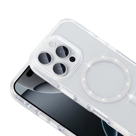 Apple iPhone 15 Pro Uyumlu Kılıf Taşlı Tasarım M-safe Şarj Özellikli Zore Koment Silikon Kapak