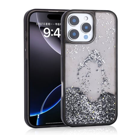 Apple iPhone 16 Pro Max Uyumlu Kılıf Sıvılı Simli Şeffaf Arka Yüzey Zore Keto Silikon Kapak