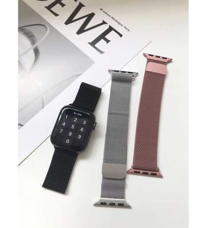 Apple Watch 38mm Uyumlu Kordon Hasır Metal Mıknatıslı Örgü Zore KRD-01 Kayış