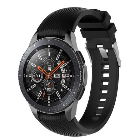 Samsung Galaxy Watch 42mm Uyumlu 20mm Kordon Silikon Çizgili Spor Yumuşak KRD-18 Kayış