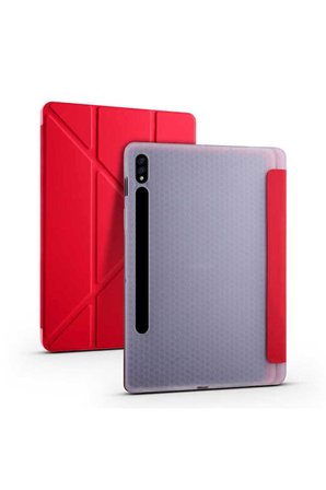 Samsung Galaxy Tab S7 T870 Uyumlu Kılıf Zore Tri Folding Kalem Bölmeli Standlı Kılıf