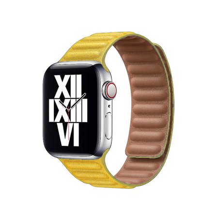 Apple Watch 44mm Uyumlu Kordon Suni Deri Baklalı KRD-34 Kayış