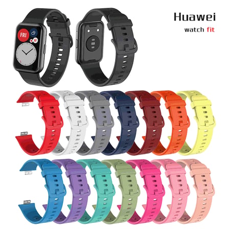 Huawei Watch Fit Uyumlu Kordon Silikon Yumuşak Esnek Aparatlı KRD-43 Kayış