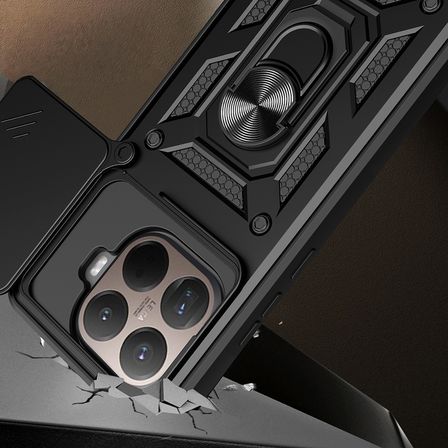 Xiaomi 15T Pro Uyumlu Kılıf Magnetik Standlı Kamera Korumalı Zore Sürgülü Vega Kapak