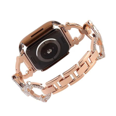 Apple Watch 42mm Uyumlu Kordon Paslanmaz Metal Luxury Taşlı Tasarım KRD-57 Kayış