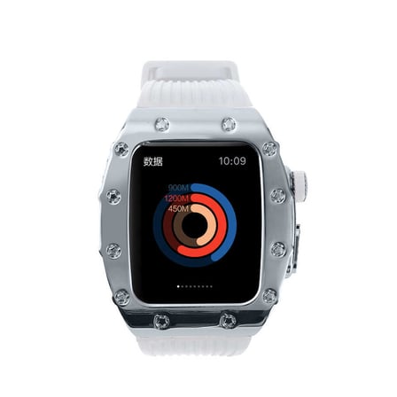 Apple Watch 7 45mm Uyumlu Kordon Metal Kasa Korumalı Silikon Luxury KRD-65 Kayış