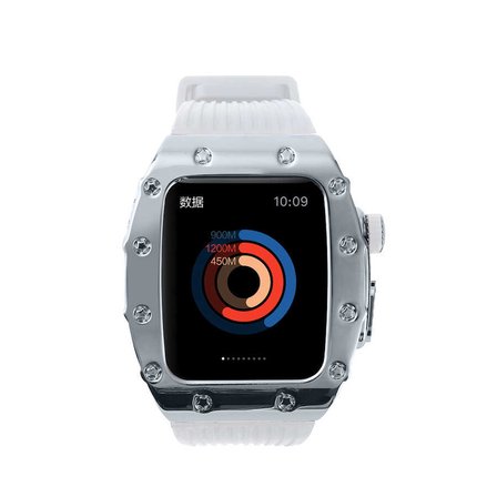 Apple Watch 7 45mm Uyumlu Kordon Metal Kasa Korumalı Silikon Luxury KRD-65 Kayış