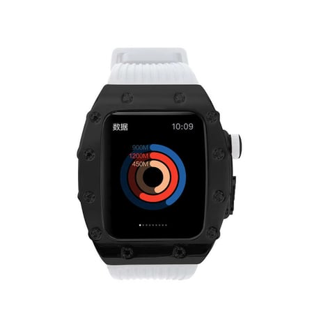 Apple Watch 7 45mm Uyumlu Kordon Metal Kasa Korumalı Silikon Luxury KRD-65 Kayış
