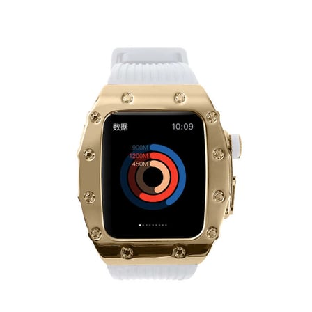Apple Watch 44mm Uyumlu Kordon Metal Kasa Korumalı Silikon Luxury KRD-65 Kayış