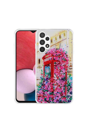 Samsung Galaxy A13 4G Uyumlu Kılıf Simli Desenli Kamera Korumalı Parlak Zore Popy Kapak