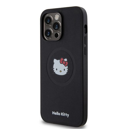 Apple iPhone 15 Pro Max Uyumlu Kılıf Hello Kitty Orjinal Lisanslı M-safe Şarj Özellikli Kitty Head Deri Kapak