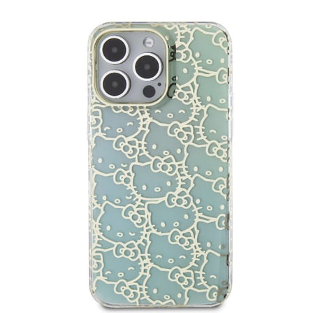 Apple iPhone 15 Pro Max Uyumlu Kılıf Hello Kitty Orjinal Lisanslı Renk Geçişli Elektroplating Kaplama Kitty Head Desenli Kapak