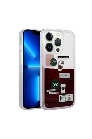 Apple iPhone 13 Pro Uyumlu Kılıf Desenli Sıvılı Zore Drink Silikon Kapak