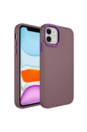 Apple iPhone 11 Uyumlu Kılıf Metal Çerçeve ve Buton Tasarımlı Silikon Zore Luna Kapak