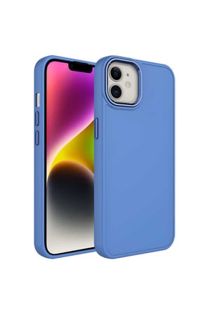Apple iPhone 12 Uyumlu Kılıf Metal Çerçeve ve Buton Tasarımlı Silikon Zore Luna Kapak