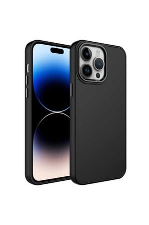 Apple iPhone 14 Pro Uyumlu Kılıf Metal Çerçeve ve Buton Tasarımlı Silikon Zore Luna Kapak