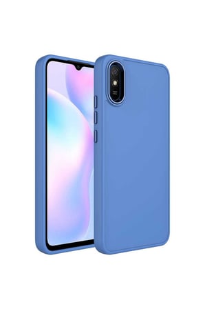 Xiaomi Redmi 9A Uyumlu Kılıf Metal Çerçeve ve Buton Tasarımlı Silikon Zore Luna Kapak