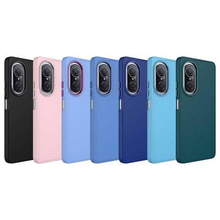 Huawei Nova 9 SE Uyumlu Kılıf Metal Çerçeve ve Buton Tasarımlı Silikon Zore Luna Kapak