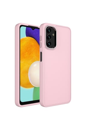 Samsung Galaxy A04 Uyumlu Kılıf Metal Çerçeve ve Buton Tasarımlı Silikon Zore Luna Kapak