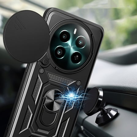 Realme 12 Uyumlu Kılıf Magnetik Standlı Kamera Korumalı Zore Sürgülü Vega Kapak
