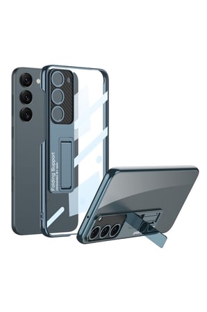 Samsung Galaxy S23 Uyumlu Kılıf Kamera Korumalı Şeffaf Tasarımlı Zore Lego Standlı Kapak