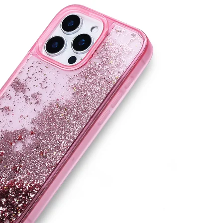 Apple iPhone 14 Pro Max Uyumlu Kılıf Sıvılı Simli Şeffaf Arka Yüzey Zore Keto Silikon Kapak