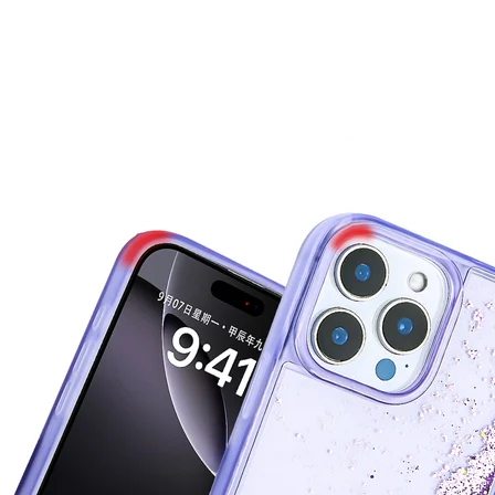 Apple iPhone 14 Pro Max Uyumlu Kılıf Sıvılı Simli Şeffaf Arka Yüzey Zore Keto Silikon Kapak