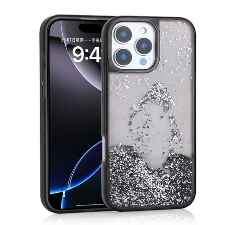 Apple iPhone 14 Pro Max Uyumlu Kılıf Sıvılı Simli Şeffaf Arka Yüzey Zore Keto Silikon Kapak
